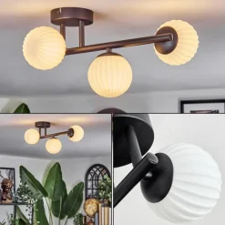 Chehalis Plafonnier, Boule lumineuse Blanc, 3 lumières
