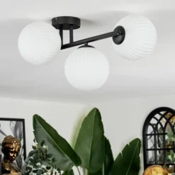 Chehalis Plafonnier, Boule lumineuse Blanc, 3 lumières