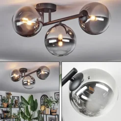 Chehalis Plafonnier, Boule lumineuse Clair, Fumé, 3 lumières