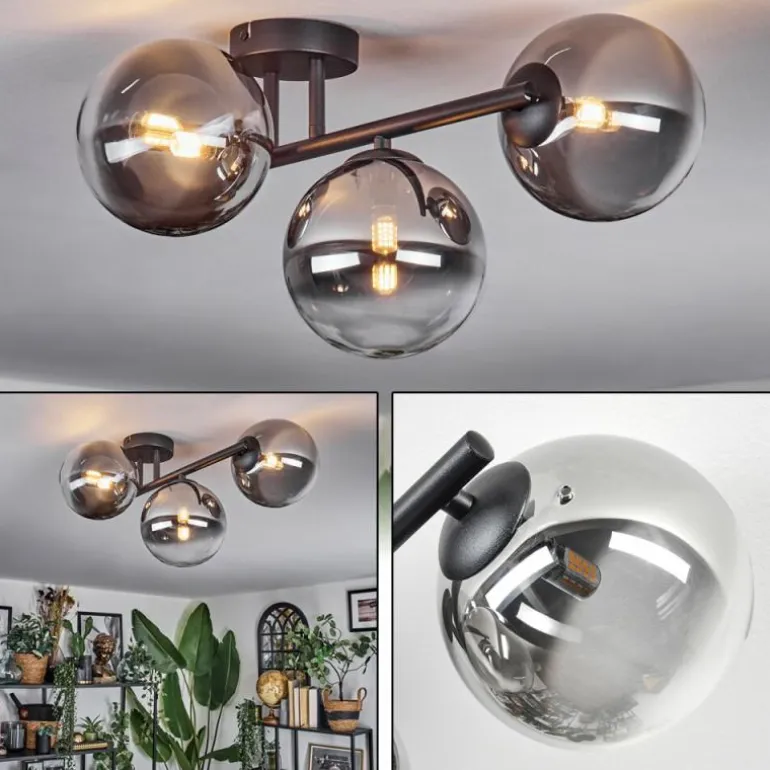 Chehalis Plafonnier, Boule lumineuse Clair, Fumé, 3 lumières