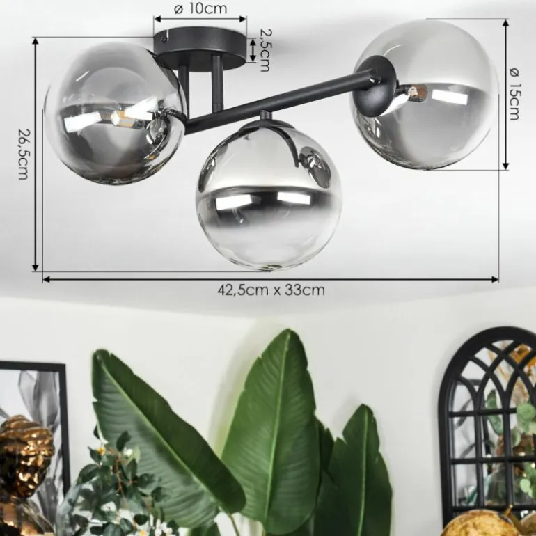 Chehalis Plafonnier, Boule lumineuse Clair, Fumé, 3 lumières