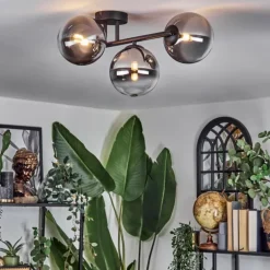 Chehalis Plafonnier, Boule lumineuse Clair, Fumé, 3 lumières
