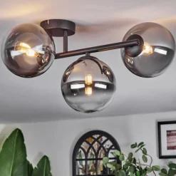 Chehalis Plafonnier, Boule lumineuse Clair, Fumé, 3 lumières