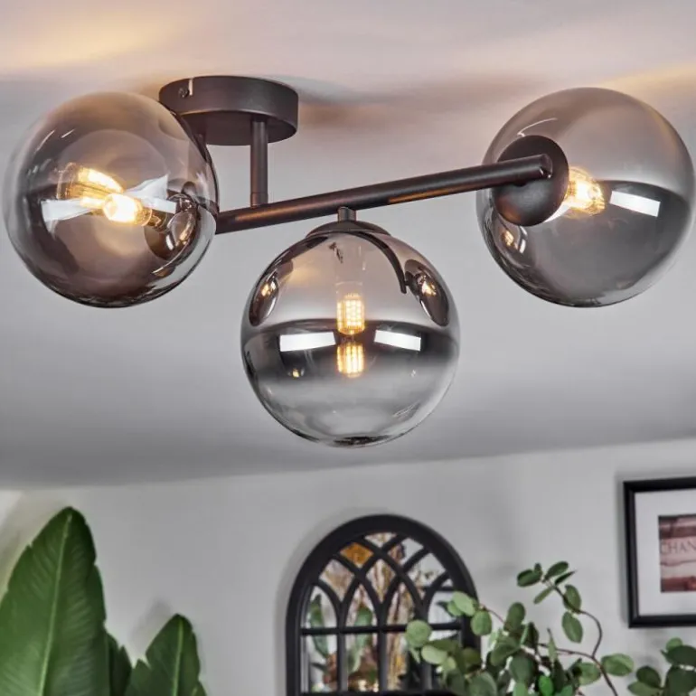 Chehalis Plafonnier, Boule lumineuse Clair, Fumé, 3 lumières