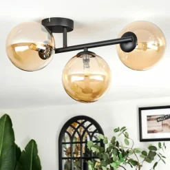 Chehalis Plafonnier, Boule lumineuse Ambre, 3 lumières