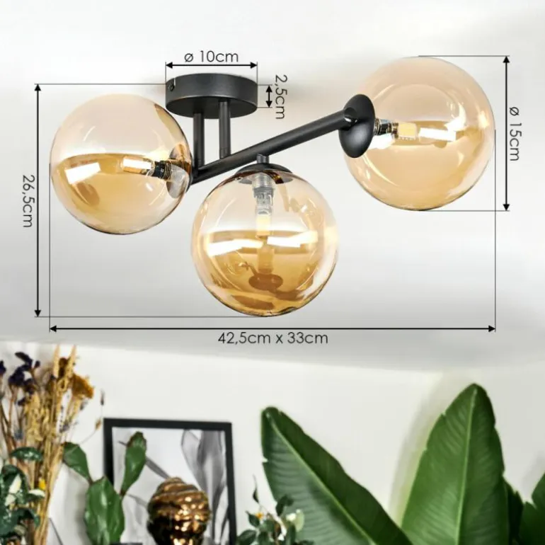 Chehalis Plafonnier, Boule lumineuse Ambre, 3 lumières