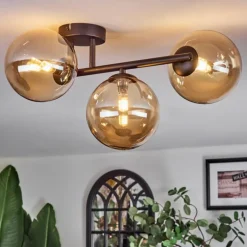 Chehalis Plafonnier, Boule lumineuse Ambre, 3 lumières