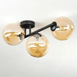 Chehalis Plafonnier, Boule lumineuse Ambre, 3 lumières