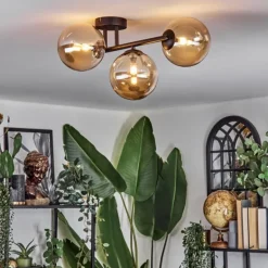Chehalis Plafonnier, Boule lumineuse Ambre, 3 lumières