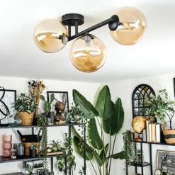 Chehalis Plafonnier, Boule lumineuse Ambre, 3 lumières