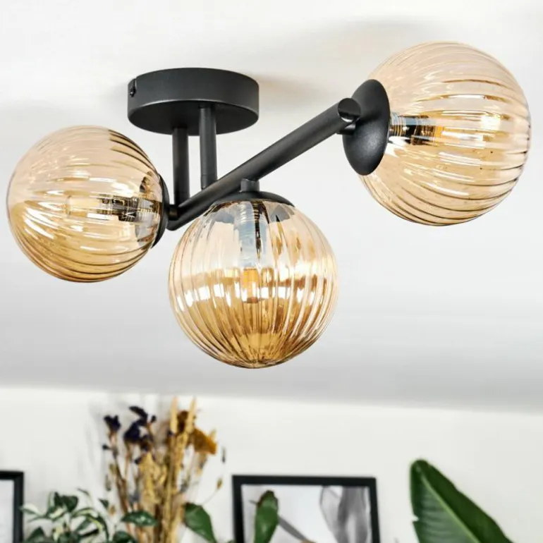 Chehalis Plafonnier, Boule lumineuse Ambre, 3 lumières