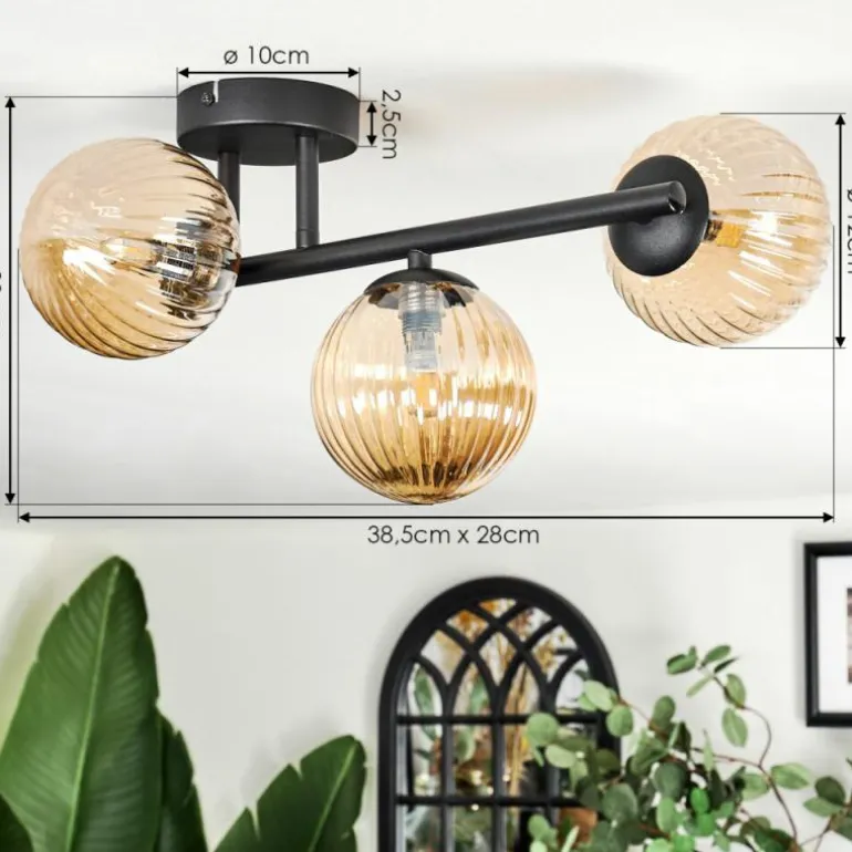 Chehalis Plafonnier, Boule lumineuse Ambre, 3 lumières