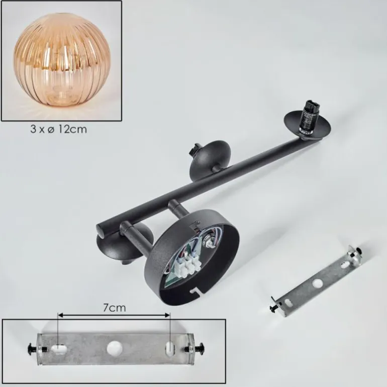Chehalis Plafonnier, Boule lumineuse Ambre, 3 lumières