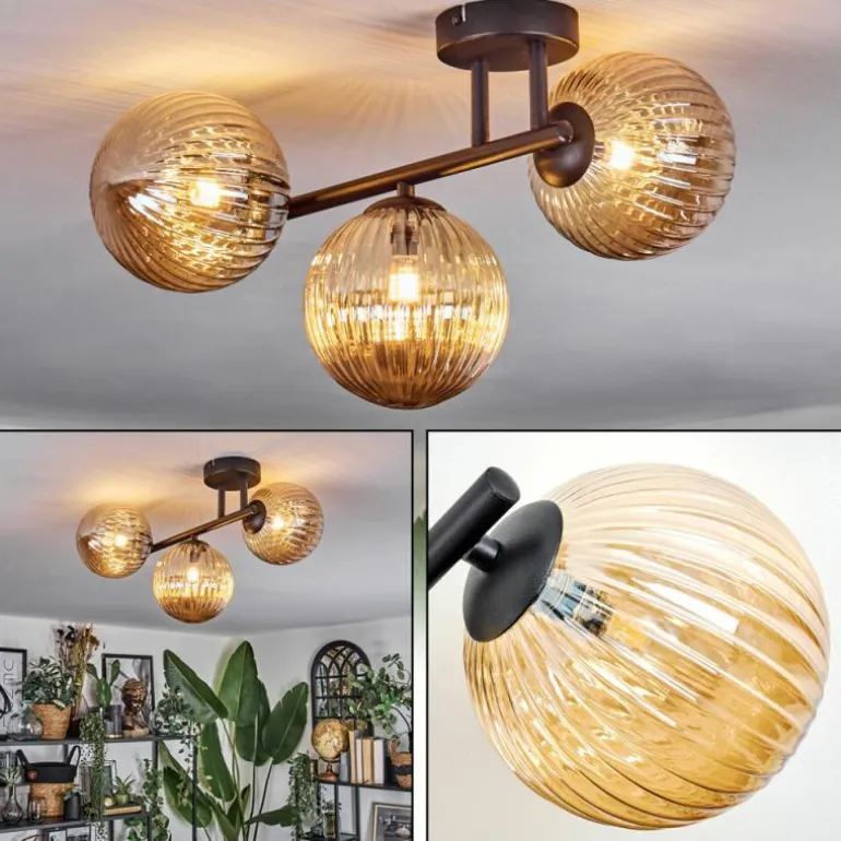 Chehalis Plafonnier, Boule lumineuse Ambre, 3 lumières