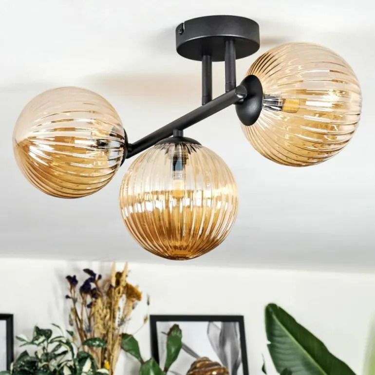 Chehalis Plafonnier, Boule lumineuse Ambre, 3 lumières