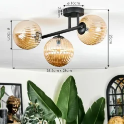 Chehalis Plafonnier, Boule lumineuse Ambre, 3 lumières