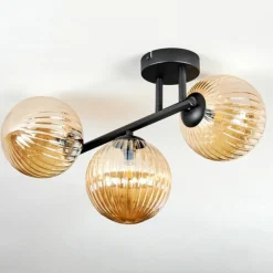 Chehalis Plafonnier, Boule lumineuse Ambre, 3 lumières