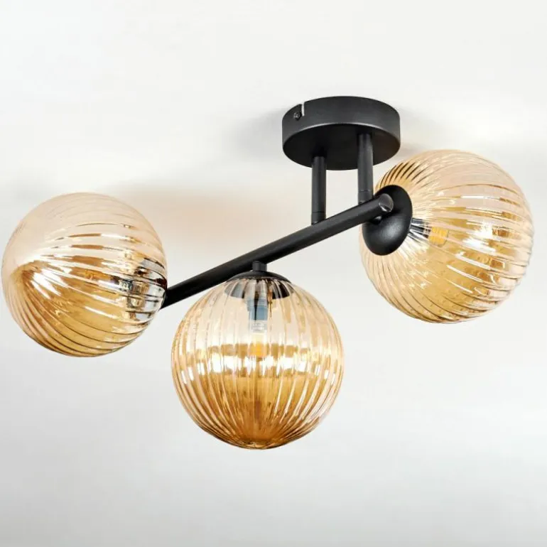 Chehalis Plafonnier, Boule lumineuse Ambre, 3 lumières