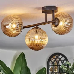 Chehalis Plafonnier, Boule lumineuse Ambre, 3 lumières