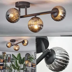 Chehalis Plafonnier, Boule lumineuse Fumé, 3 lumières