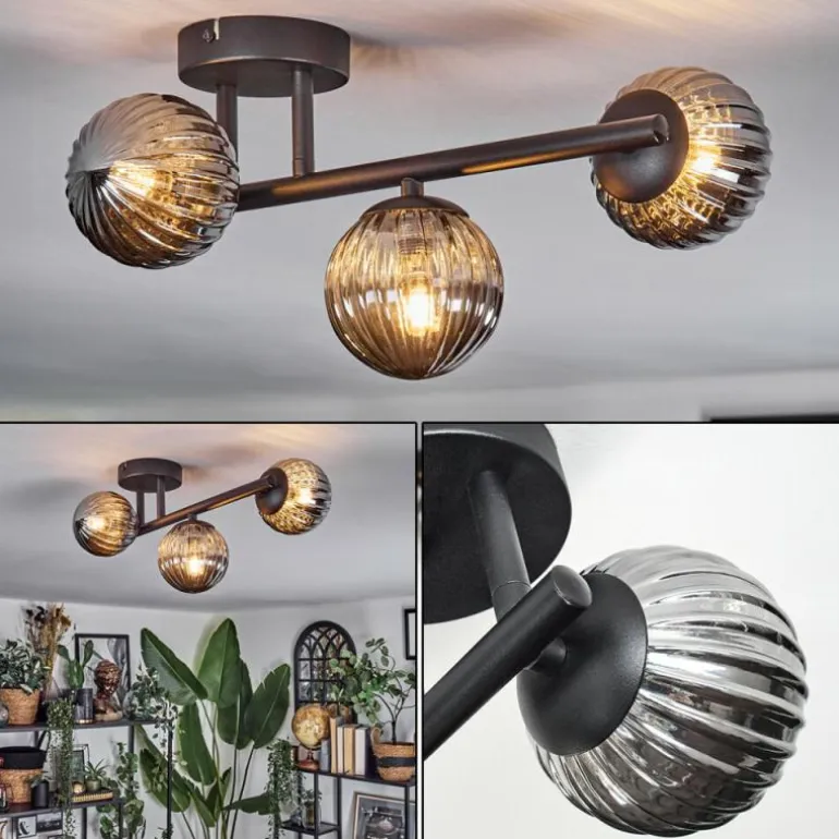 Chehalis Plafonnier, Boule lumineuse Fumé, 3 lumières