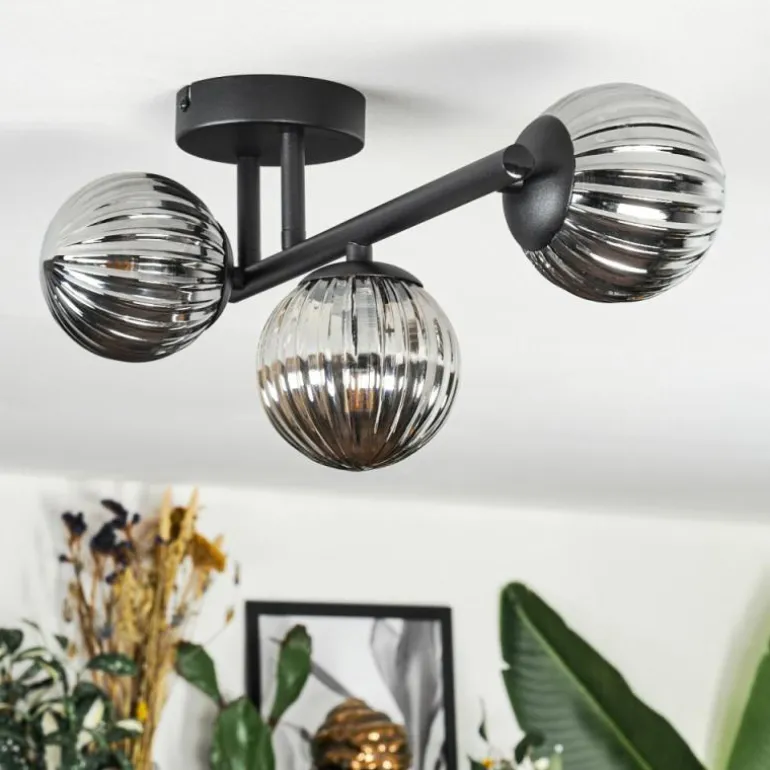 Chehalis Plafonnier, Boule lumineuse Fumé, 3 lumières