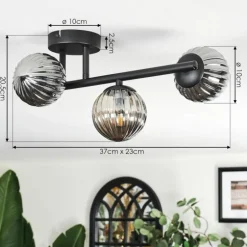 Chehalis Plafonnier, Boule lumineuse Fumé, 3 lumières