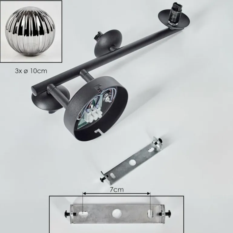Chehalis Plafonnier, Boule lumineuse Fumé, 3 lumières