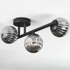 Chehalis Plafonnier, Boule lumineuse Fumé, 3 lumières