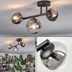 Chehalis Plafonnier, Boule lumineuse Clair, Fumé, 3 lumières