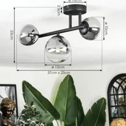 Chehalis Plafonnier, Boule lumineuse Clair, Fumé, 3 lumières