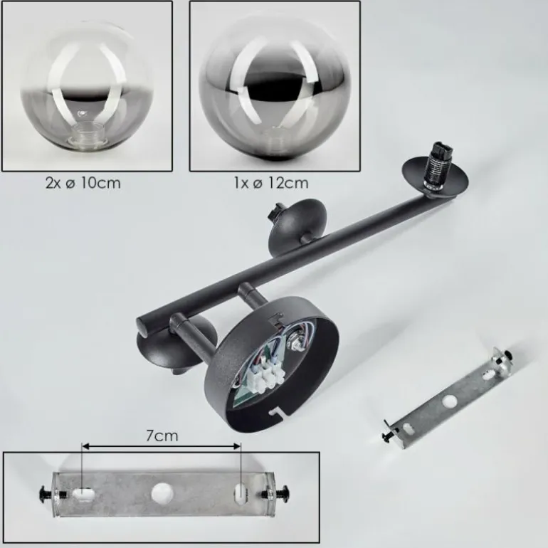 Chehalis Plafonnier, Boule lumineuse Clair, Fumé, 3 lumières