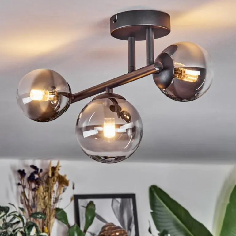 Chehalis Plafonnier, Boule lumineuse Clair, Fumé, 3 lumières
