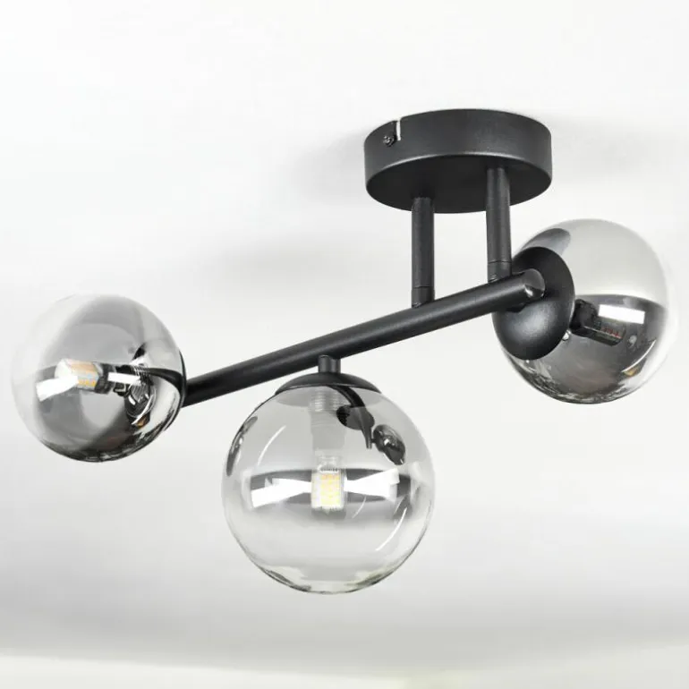 Chehalis Plafonnier, Boule lumineuse Clair, Fumé, 3 lumières