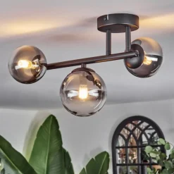 Chehalis Plafonnier, Boule lumineuse Clair, Fumé, 3 lumières