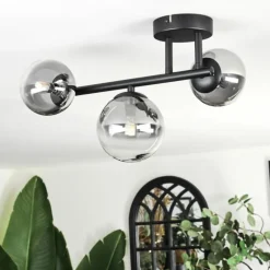 Chehalis Plafonnier, Boule lumineuse Clair, Fumé, 3 lumières