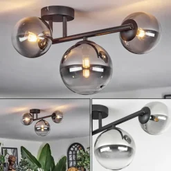 Chehalis Plafonnier, Boule lumineuse Clair, Fumé, 3 lumières