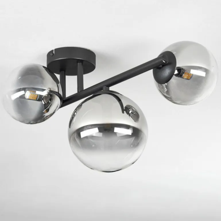 Chehalis Plafonnier, Boule lumineuse Clair, Fumé, 3 lumières