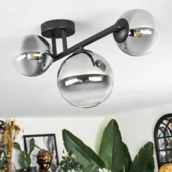Chehalis Plafonnier, Boule lumineuse Clair, Fumé, 3 lumières