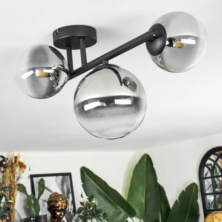 Chehalis Plafonnier, Boule lumineuse Clair, Fumé, 3 lumières