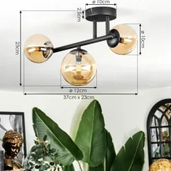 Chehalis Plafonnier, Boule lumineuse Ambre, 3 lumières