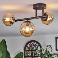 Chehalis Plafonnier, Boule lumineuse Ambre, 3 lumières