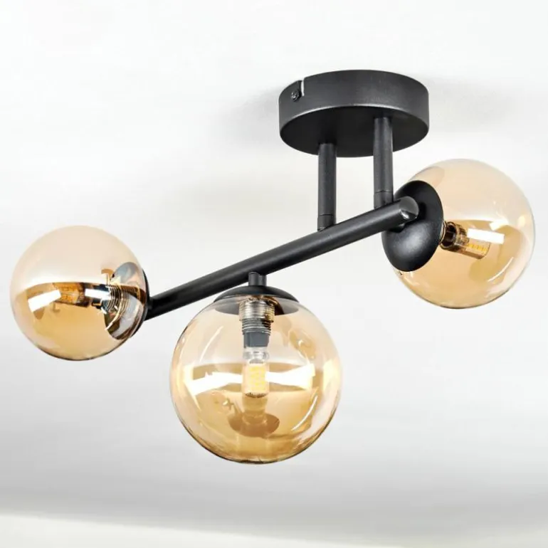 Chehalis Plafonnier, Boule lumineuse Ambre, 3 lumières