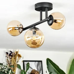Chehalis Plafonnier, Boule lumineuse Ambre, 3 lumières