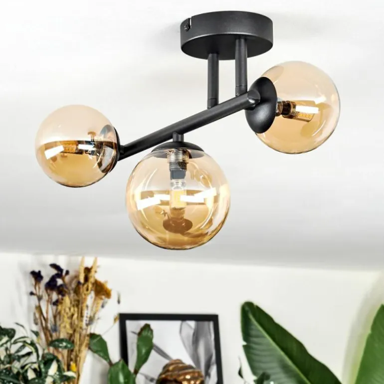 Chehalis Plafonnier, Boule lumineuse Ambre, 3 lumières