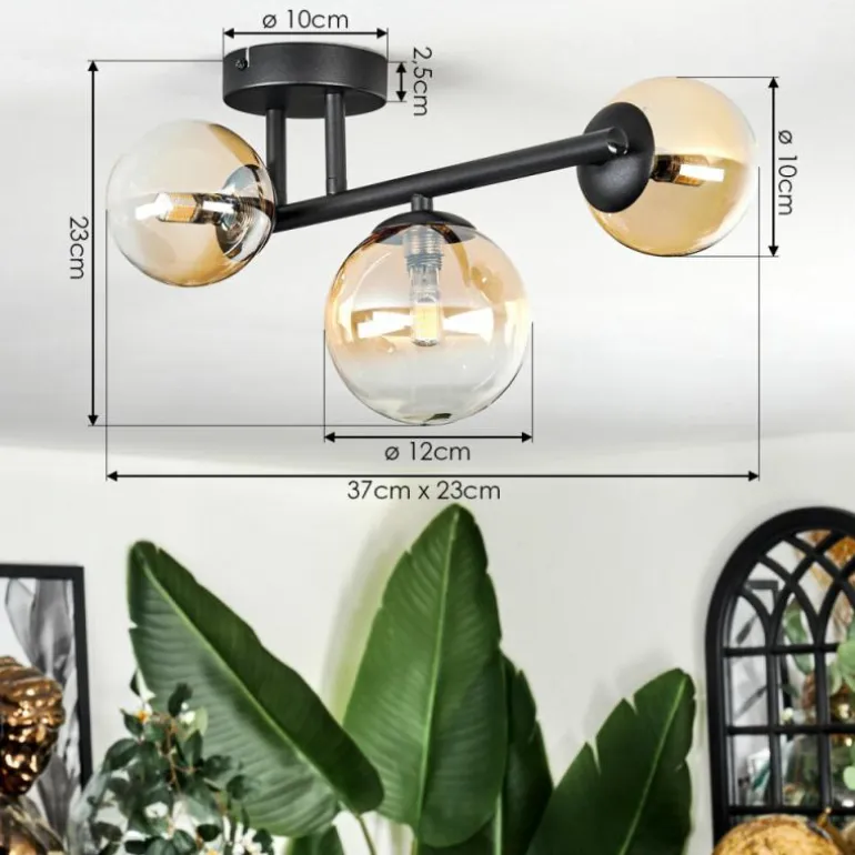 Chehalis Plafonnier, Boule lumineuse Ambre, Clair, 3 lumières