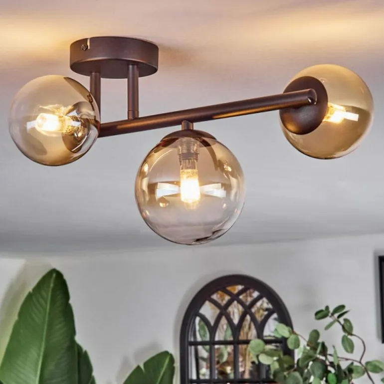 Chehalis Plafonnier, Boule lumineuse Ambre, Clair, 3 lumières