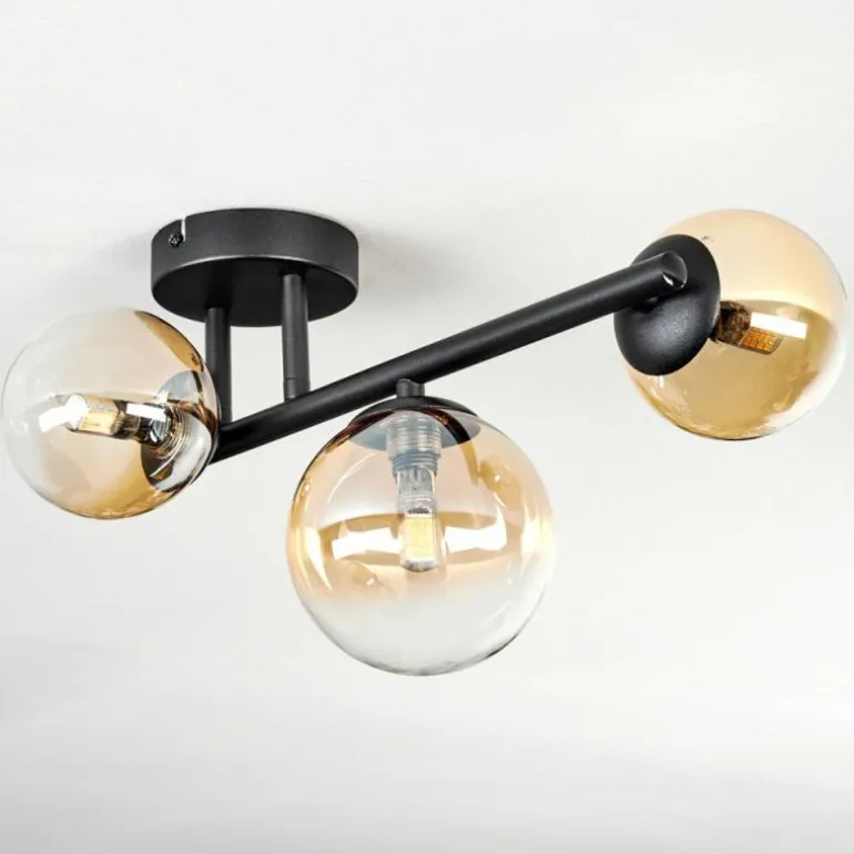 Chehalis Plafonnier, Boule lumineuse Ambre, Clair, 3 lumières