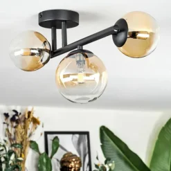 Chehalis Plafonnier, Boule lumineuse Ambre, Clair, 3 lumières
