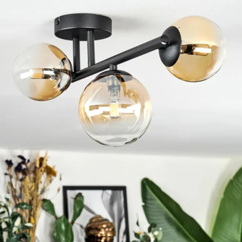 Chehalis Plafonnier, Boule lumineuse Ambre, Clair, 3 lumières